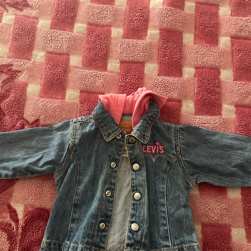 Levi's Kids Denim Jacket with Pink Accents for girls size (24M)